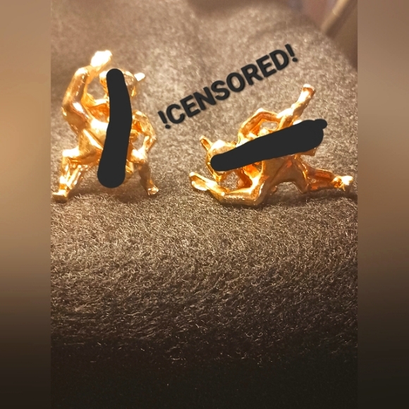 Men's Vintage Censored naughty tantra special occasion Cuff links gp - Picture 1 of 3